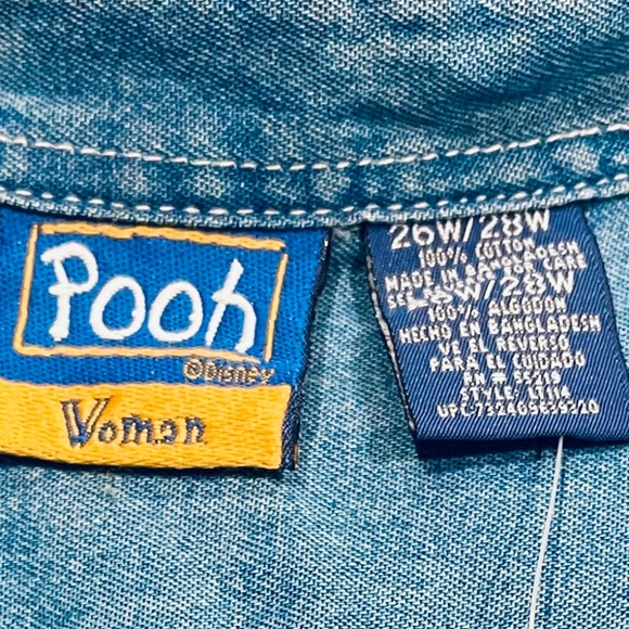 NEW! Disney Winnie The Pooh Denim Button Down Shirt Autumn Winter Plus 26/28 NWT - Picture 5 of 10
